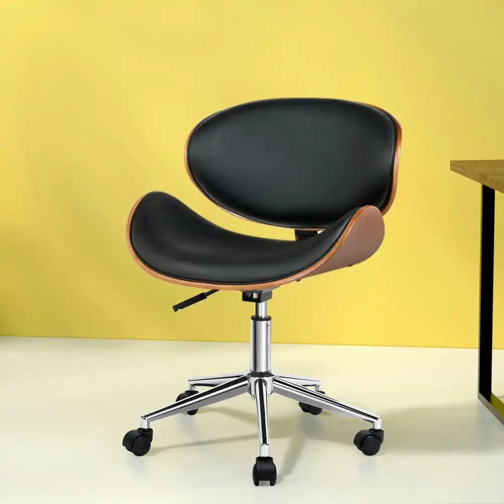 Artiss Wooden Office Chair Leather Black