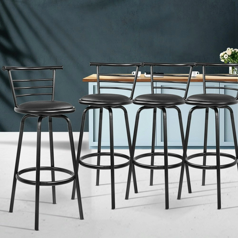 Artiss 4x Bar Stools Swivel Leather Padded Metal