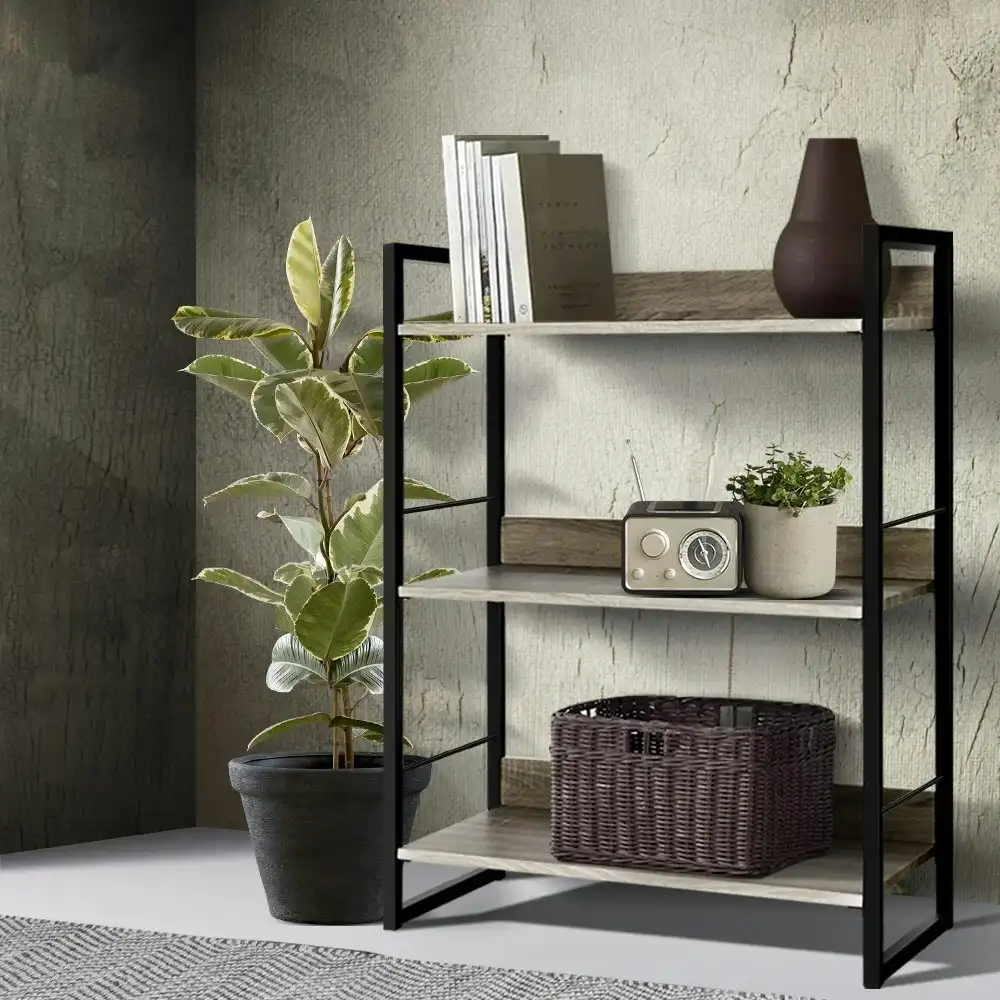 Artiss Bookshelf 3 Tiers - NOE Black and Oak