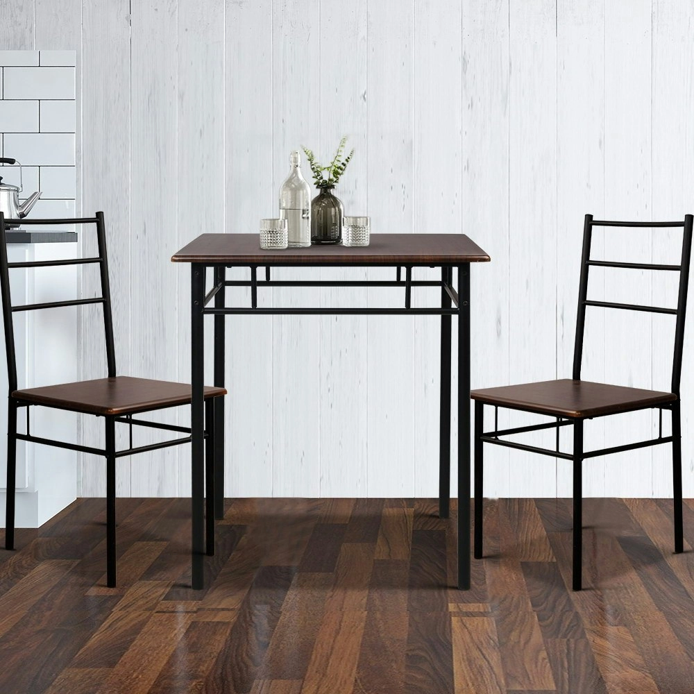 Artiss Dining Table And Chairs Set fo 3 Walnut