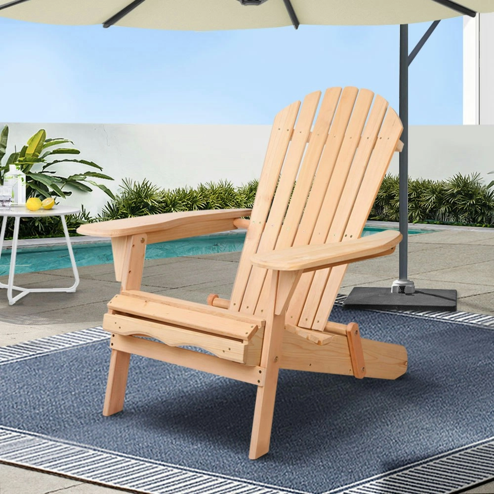 Gardeon Adirondack Outdoor Wooden Chair Patio Furniture Garden Natural