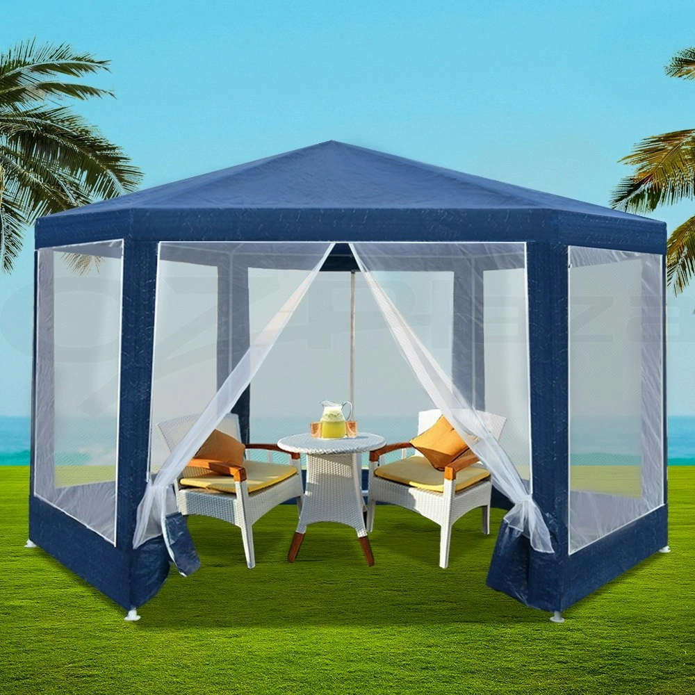 Instahut Gazebo?2x2m Marquee Wedding Party Tent Outdoor Camping Mesh Wall Canopy Shade Gazebos Navy