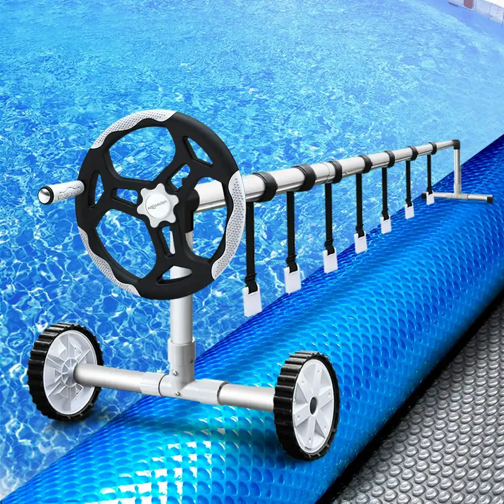Aquabuddy Pool Cover 9.5x5m 400 Micron Swimming Pool Solar Blanket 5.5m Roller