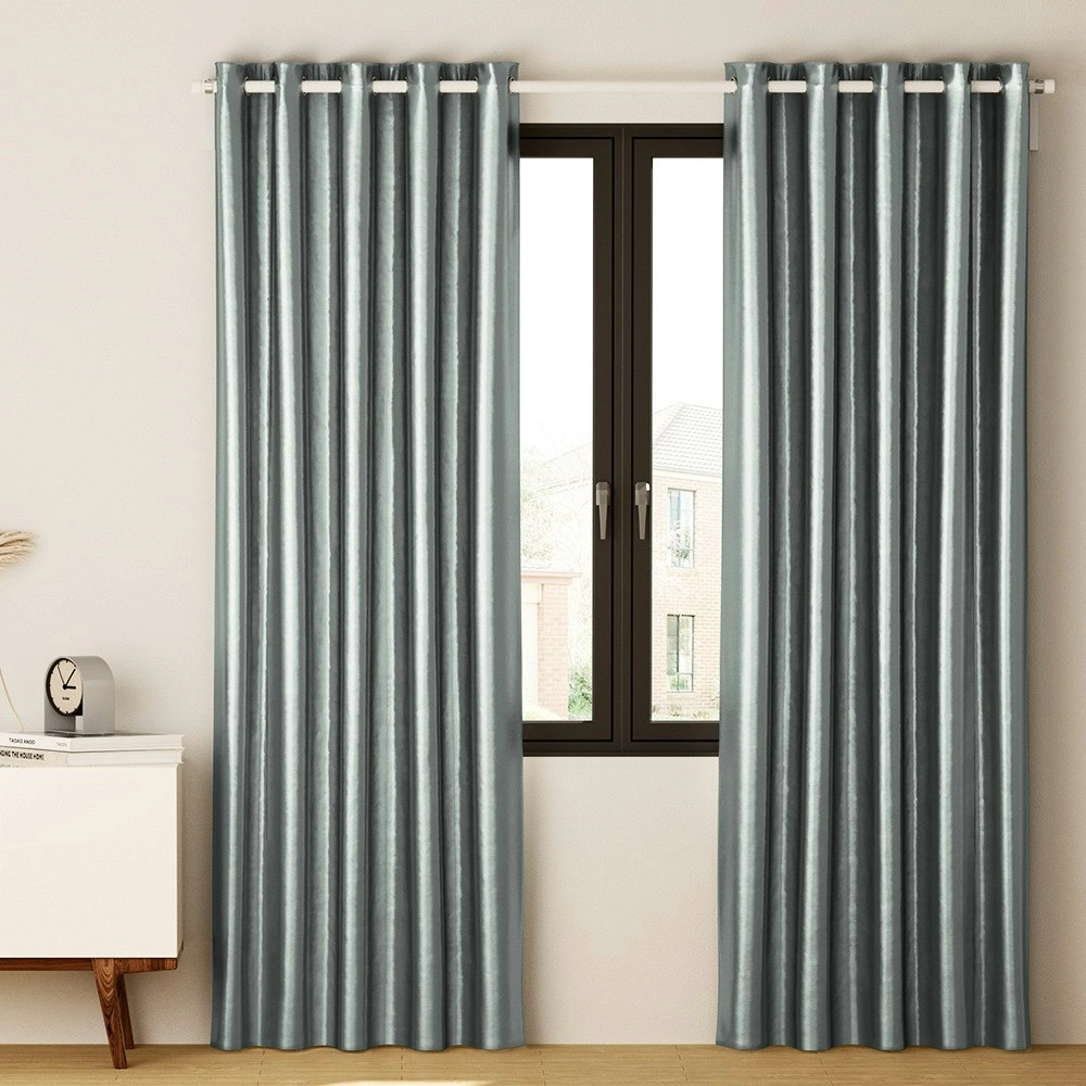 Artiss 2X Blockout Curtains Eyelet 140x230cm Grey Shine