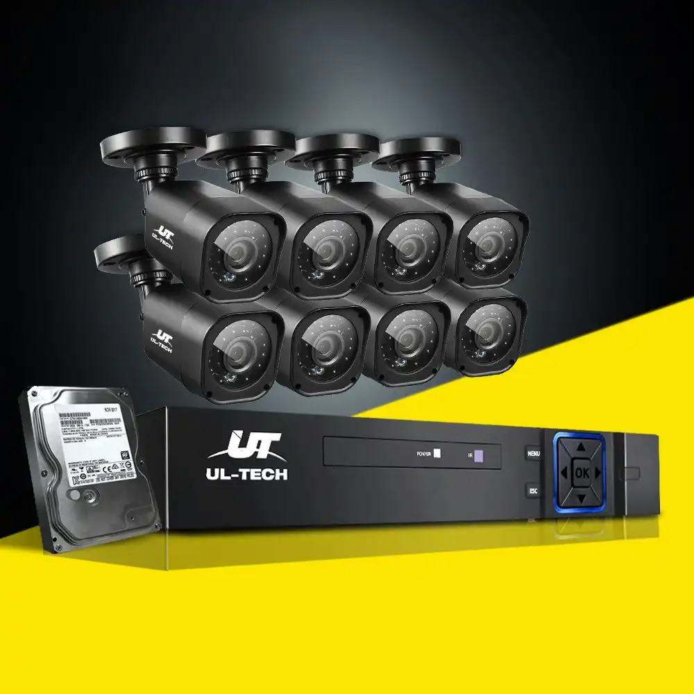 UL-tech CCTV Camera Security System 8CH DVR 8 Square Cameras 1TB Hard Drive