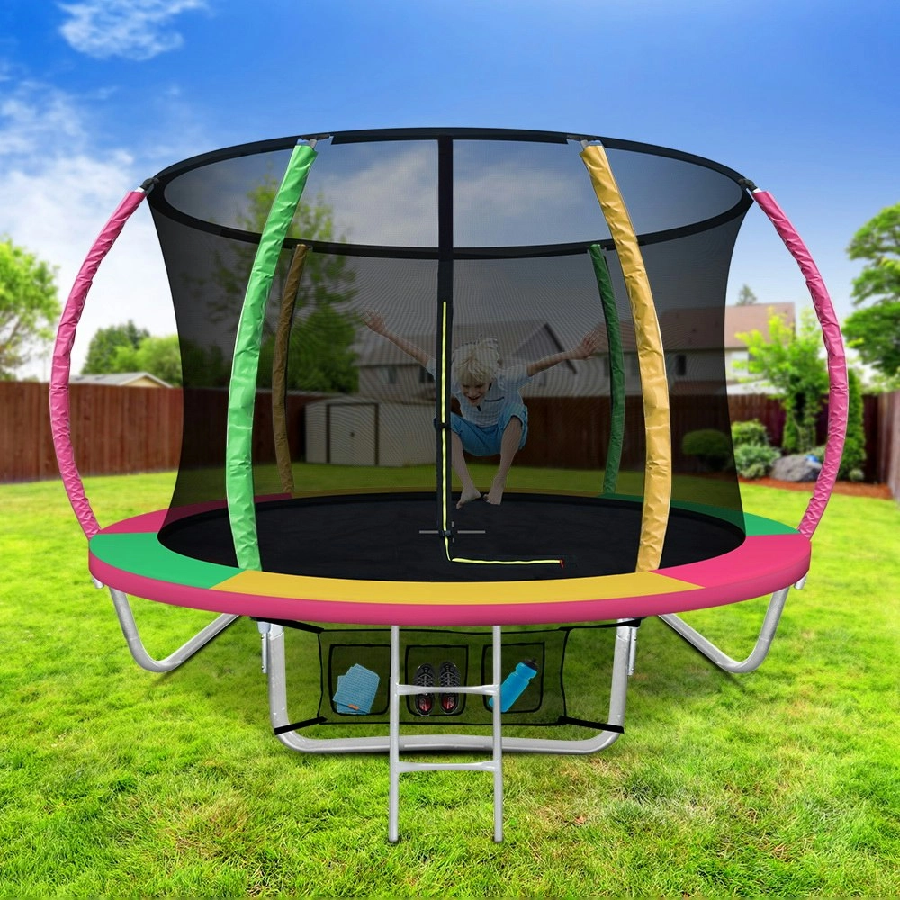 Everfit 8FT Trampoline for Kids w/ Ladder Enclosure Safety Net Rebounder Colors