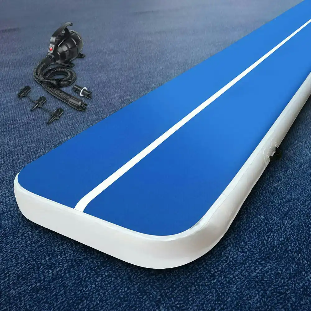 Everfit 5M Air Track Gymnastics Tumbling Exercise Yoga Mat W/ Pump Inflatable Blue