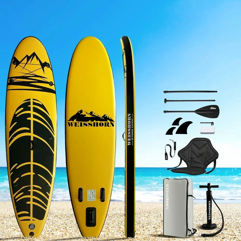 Weisshorn Stand Up Paddle Board 10.6ft Inflatable SUP Surfboard Paddleboard Kayak Surf Yellow