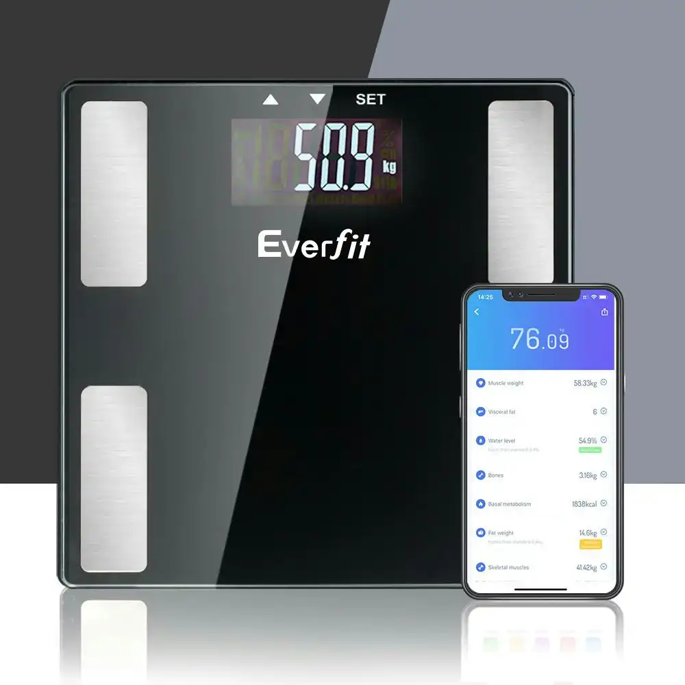 Everfit Body Fat Bathroom Scale Weighing Wireless Bluetooth Gym 180KG