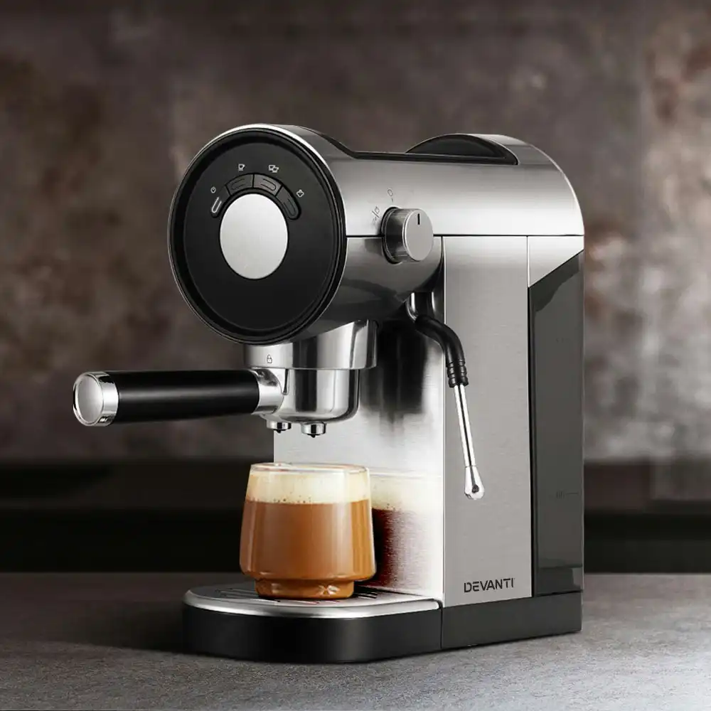 Devanti 20 Bar Coffee Machine Espresso Maker - Stainless Steel