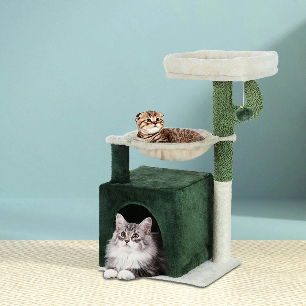 i.Pet Cat Tree 78cm Scratching Post Tower Scratcher Wood Condo House Bed Toys Green