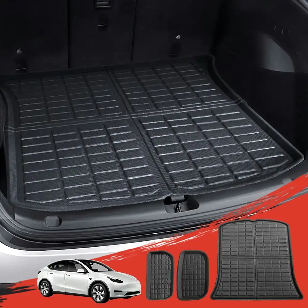 3PCS Car Rear Front Cargo Trunk Toolbox Rubber Mats Compatible for Tesla Model Y