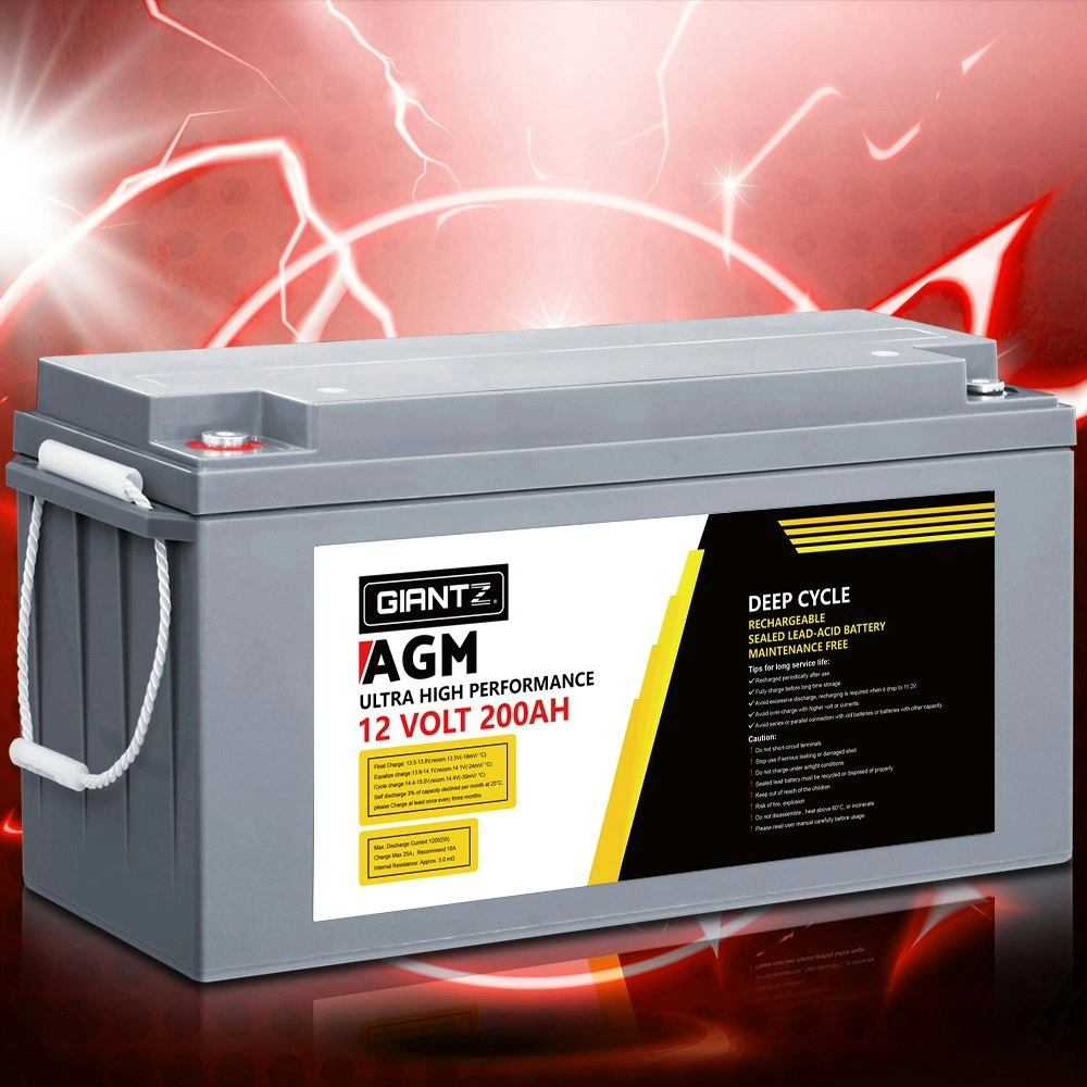 Giantz AGM Deep Cycle Battery 12V 200Ah Box Portable Solar Caravan Camping