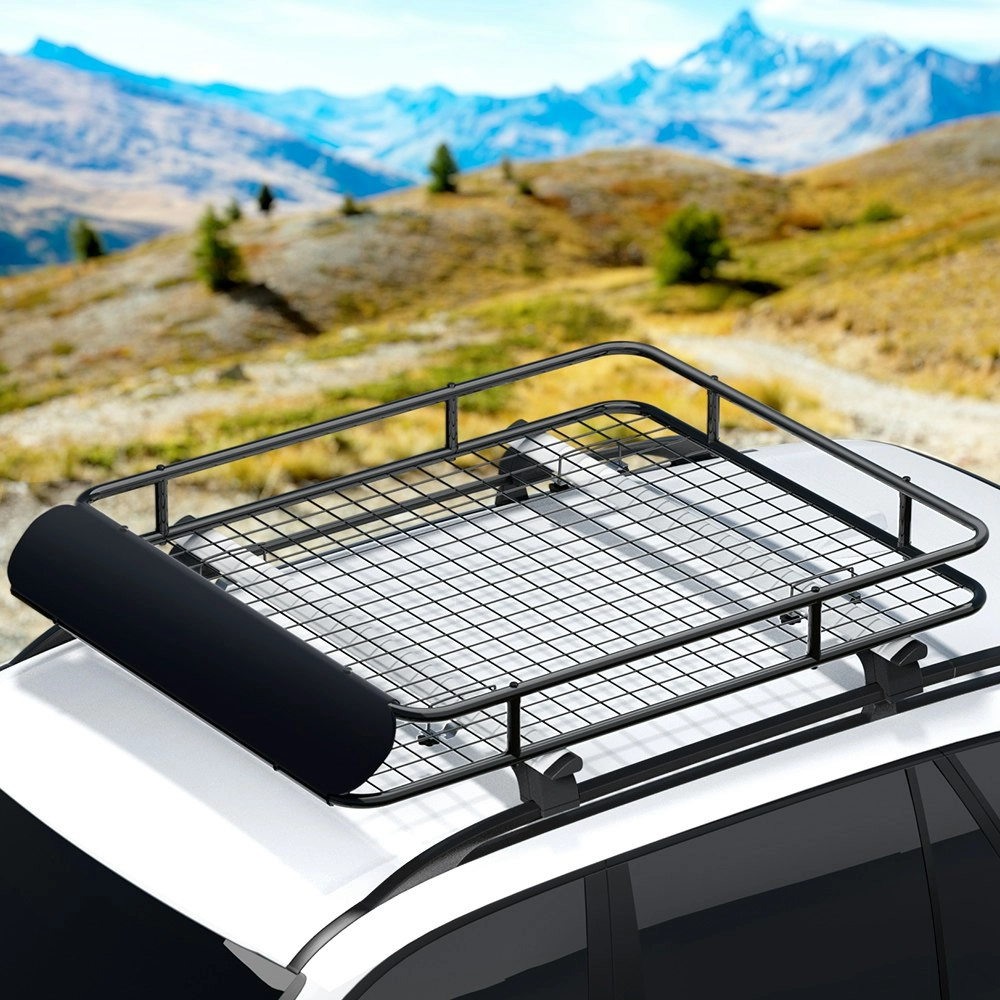 Giantz Universal Car Roof Rack Basket Luggage Vehicle Cargo Carrier 123cm Black