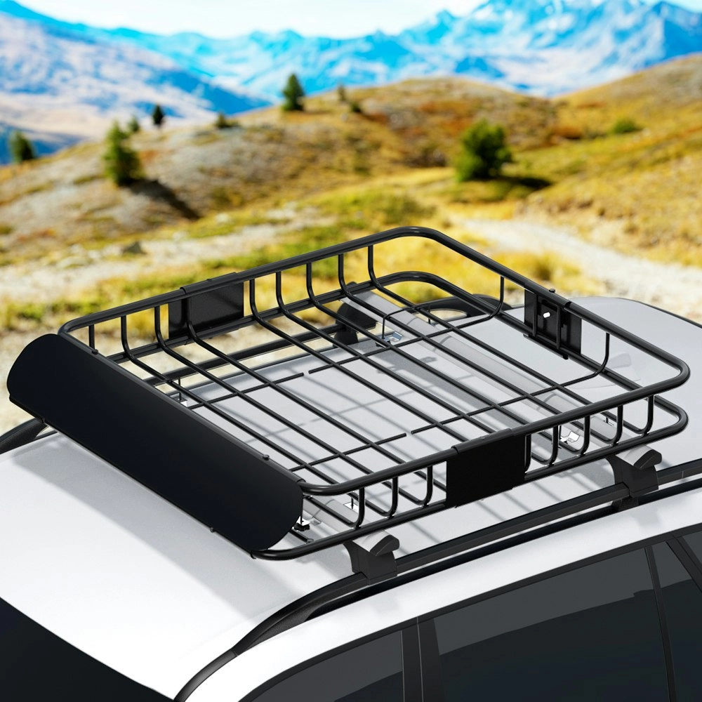 Giantz Universal Car Roof Rack Basket Luggage Vehicle Cargo Carrier 111cm Black