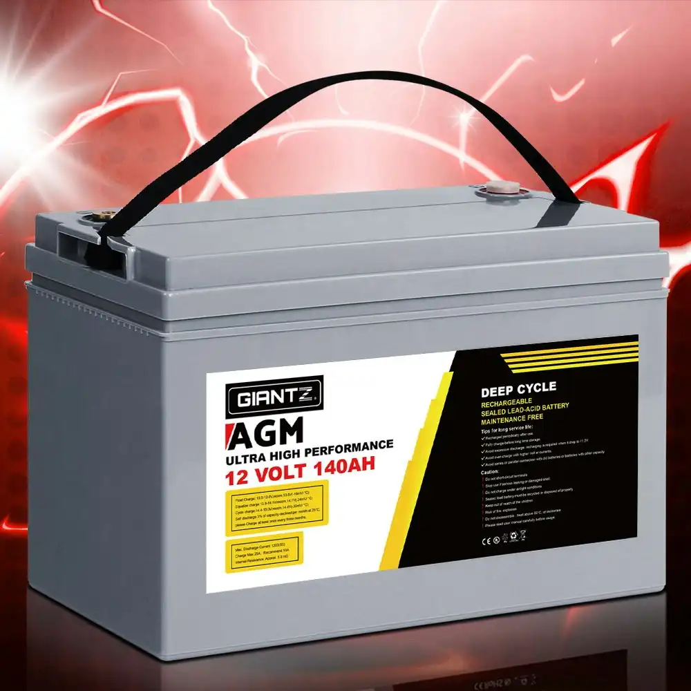 Giantz AGM Deep Cycle Battery 12V 140Ah Box Portable Solar Caravan Camping