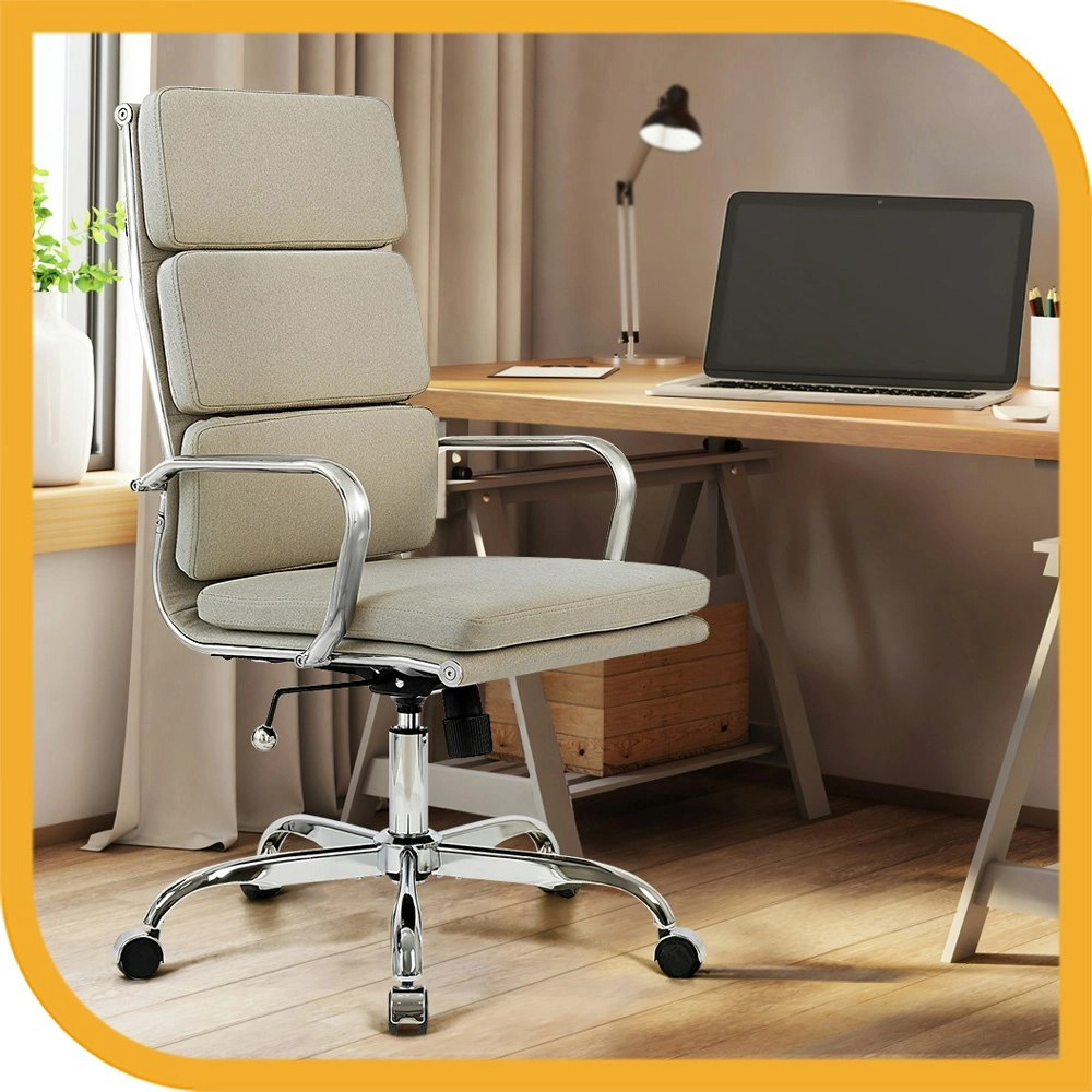 Furb Office Chair Executive High-Back Fabric Seat Beige