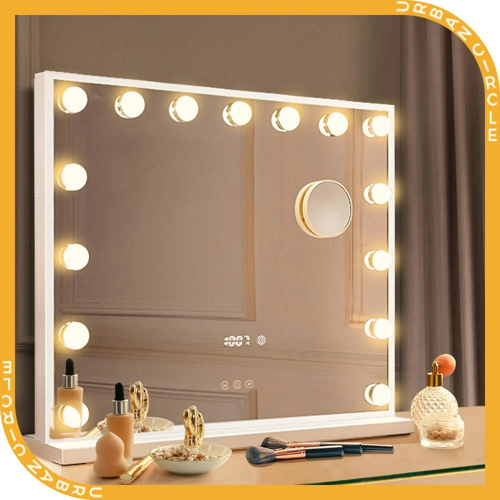 Simplus Vanity Makeup Mirror With Lights Hollywood LED Mirrors Stand Wall Mounted 15 Blubs White