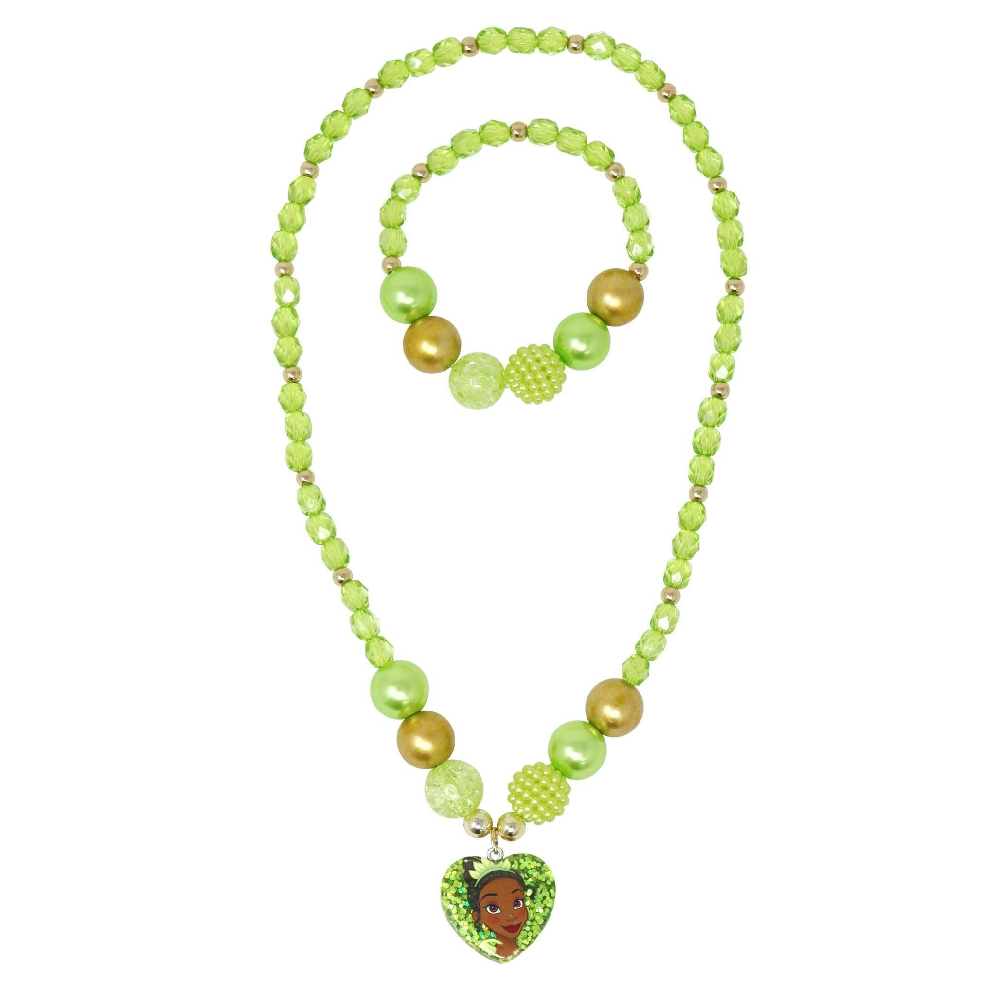 Disney Princess Tiana Pendant Stretch Beaded Necklace & Bracelet