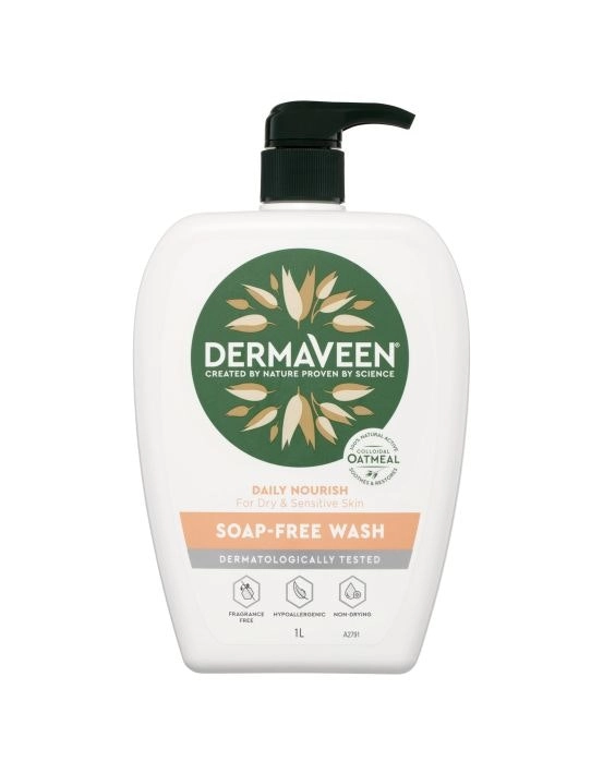 DermaVeen Daily Nourish Soap-Free Wash for Dry & Sensitive Skin 1L