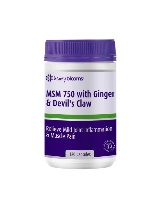 Henry Blooms MSM 750 With Ginger & Devil’s Claw 120 Capsules