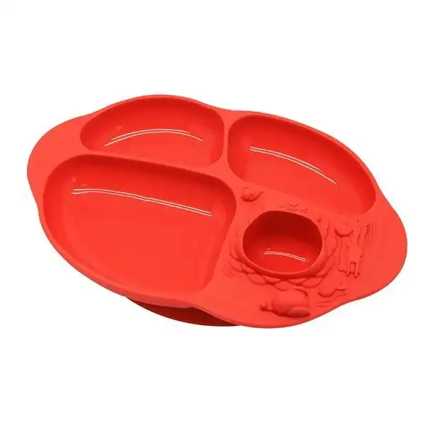 Marcus & Marcus Yummy Dips Suction Divided Plate - Lion Red