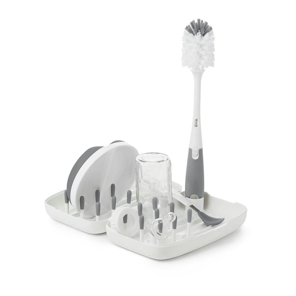 OXO Tot On-the-Go Drying Rack & Bottle Brush - Grey