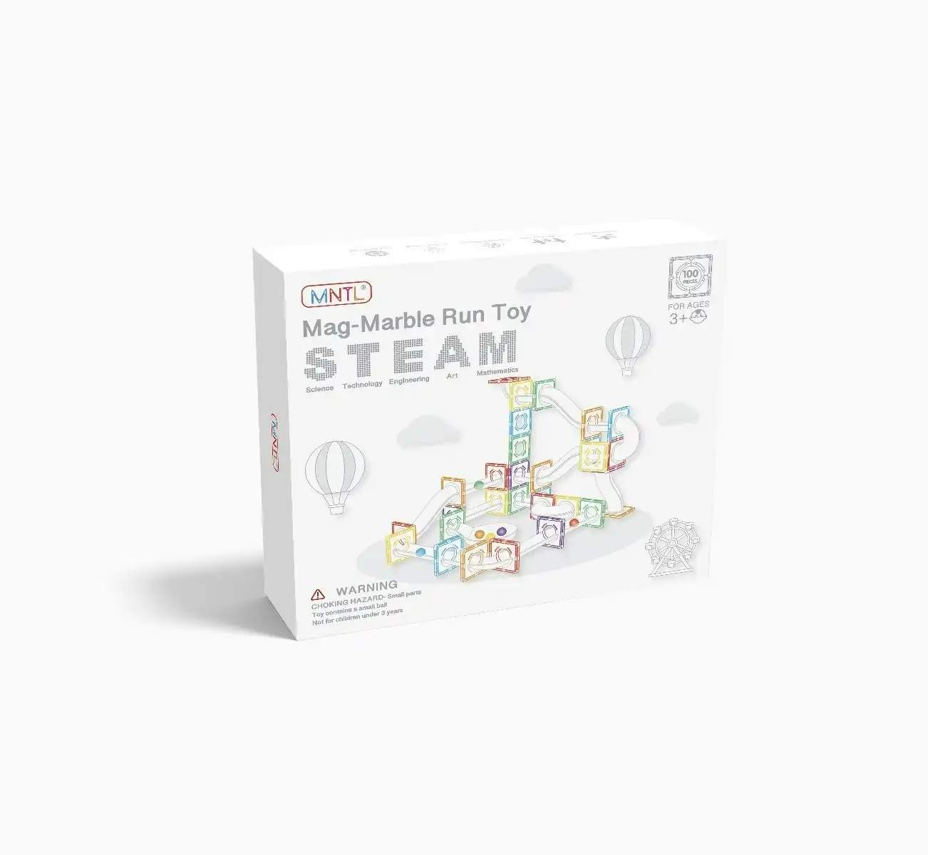 MNTL Magnetic Tiles Marble Run 100 Pcs Set