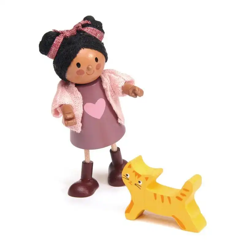 Tender Leaf Toys Ayana with Flexible Limbs & Her Cat