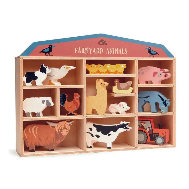 Tender Leaf Toys 1 piece Farmyard Animals Display Shelf Set