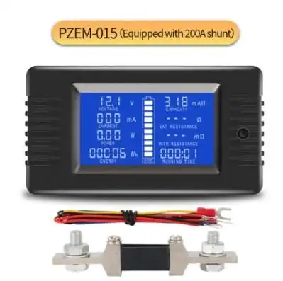 200A LCD Display DC Battery Monitor Meter 200V Voltmeter Amp For RV System