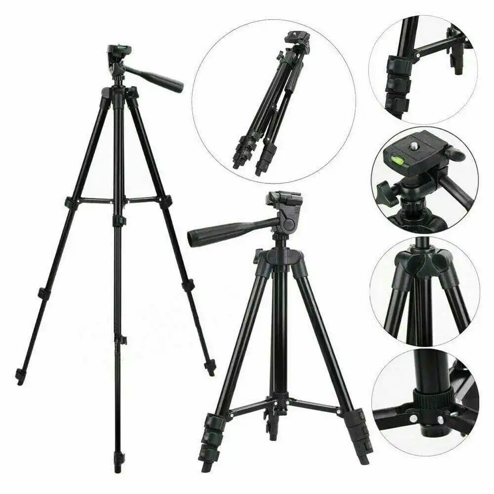 Adjustable Aluminum Tripod Stand Phone Holder For iPhone / Samsung / DSLR etc