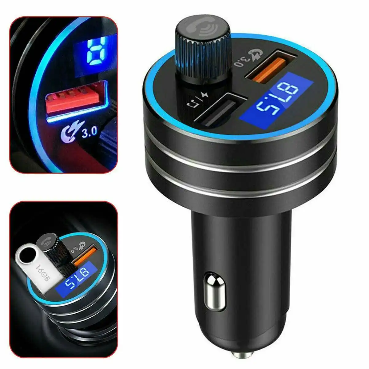 Wireless Car FM Transmitter Bluetooth Radio MP3 Music Player USB Dual Charger