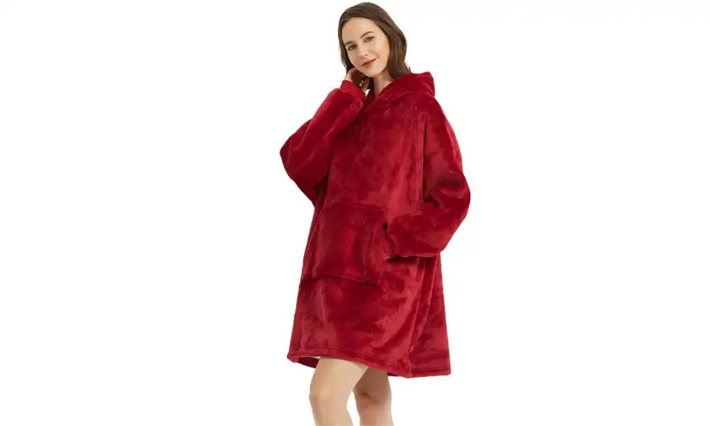 Oversized Blanket Hoodie - Wine