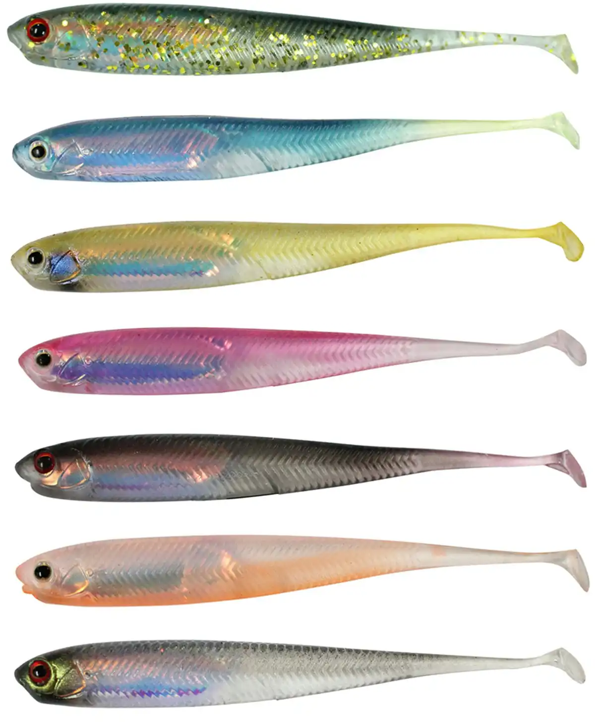 8 Pack of 90mm Zerek Live Flash Minnow Wriggly Soft Plastic Fishing Lure