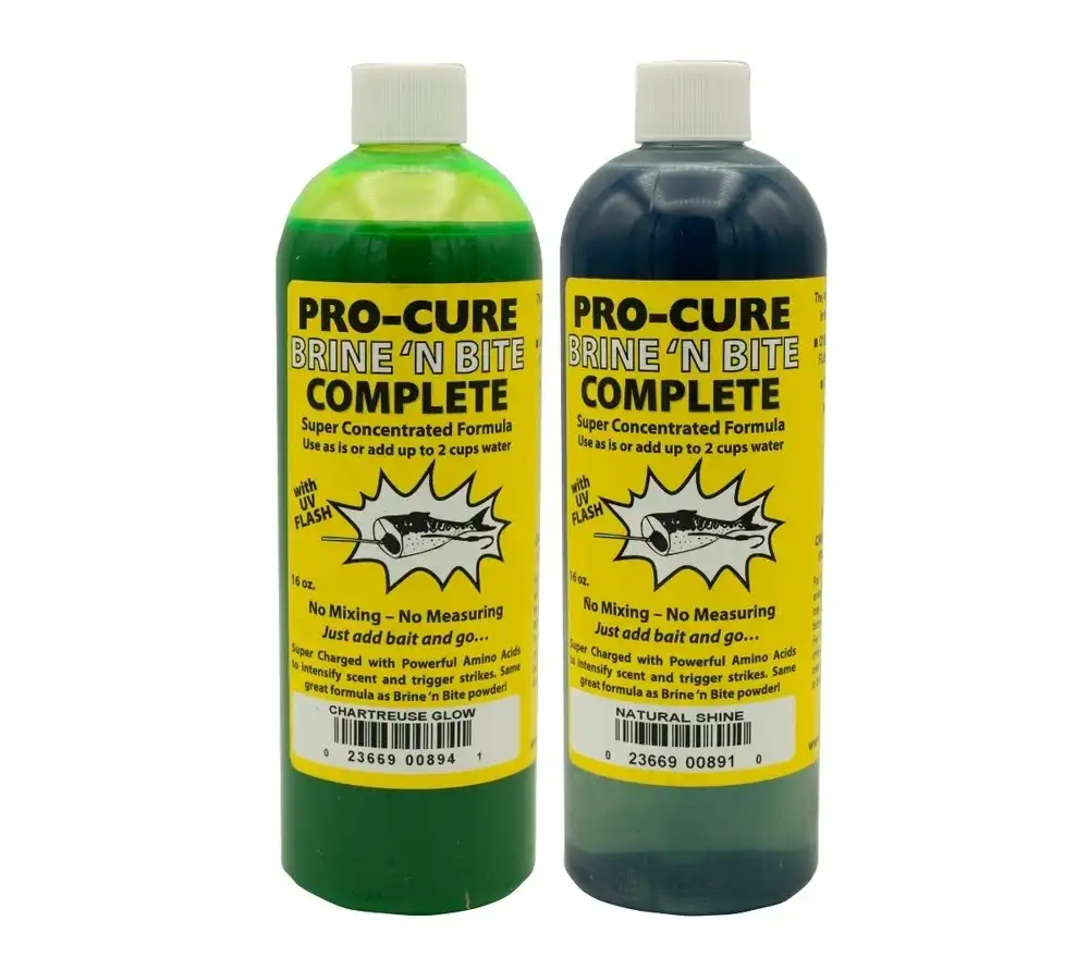 16oz Bottle of Pro-Cure Brine 'N Bite Complete Bait Scent Formula