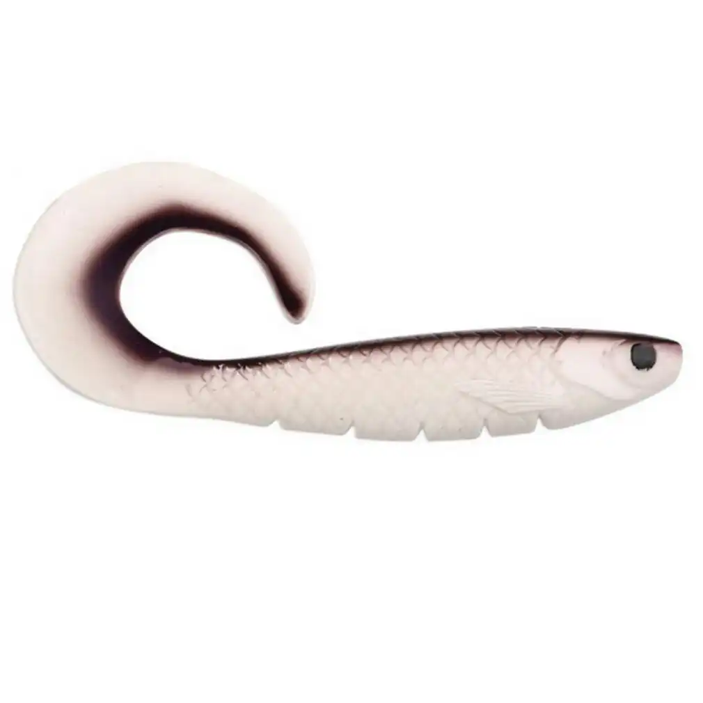 8 Inch Storm R.I.P Curly Tail Soft Plastic Fishing Lure - Dark Grey/White