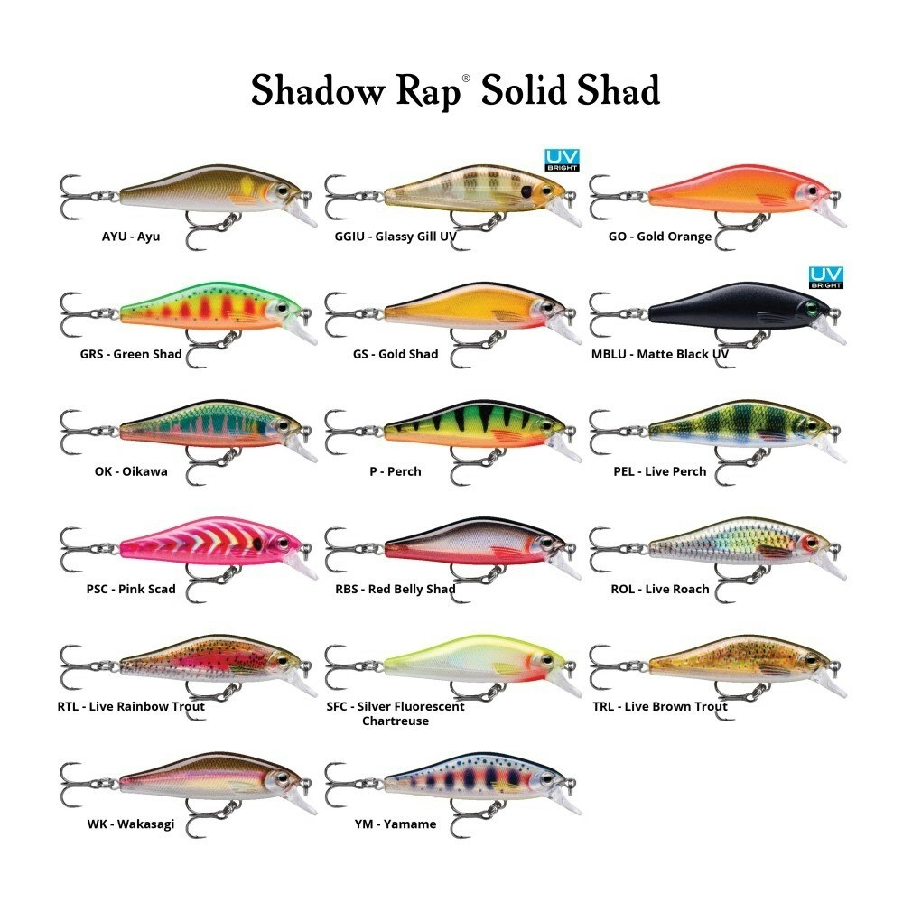 5cm Rapala Shadow Rap Solid Shad Fast Sinking Jerkbait/Twitchbait Fishing Lure