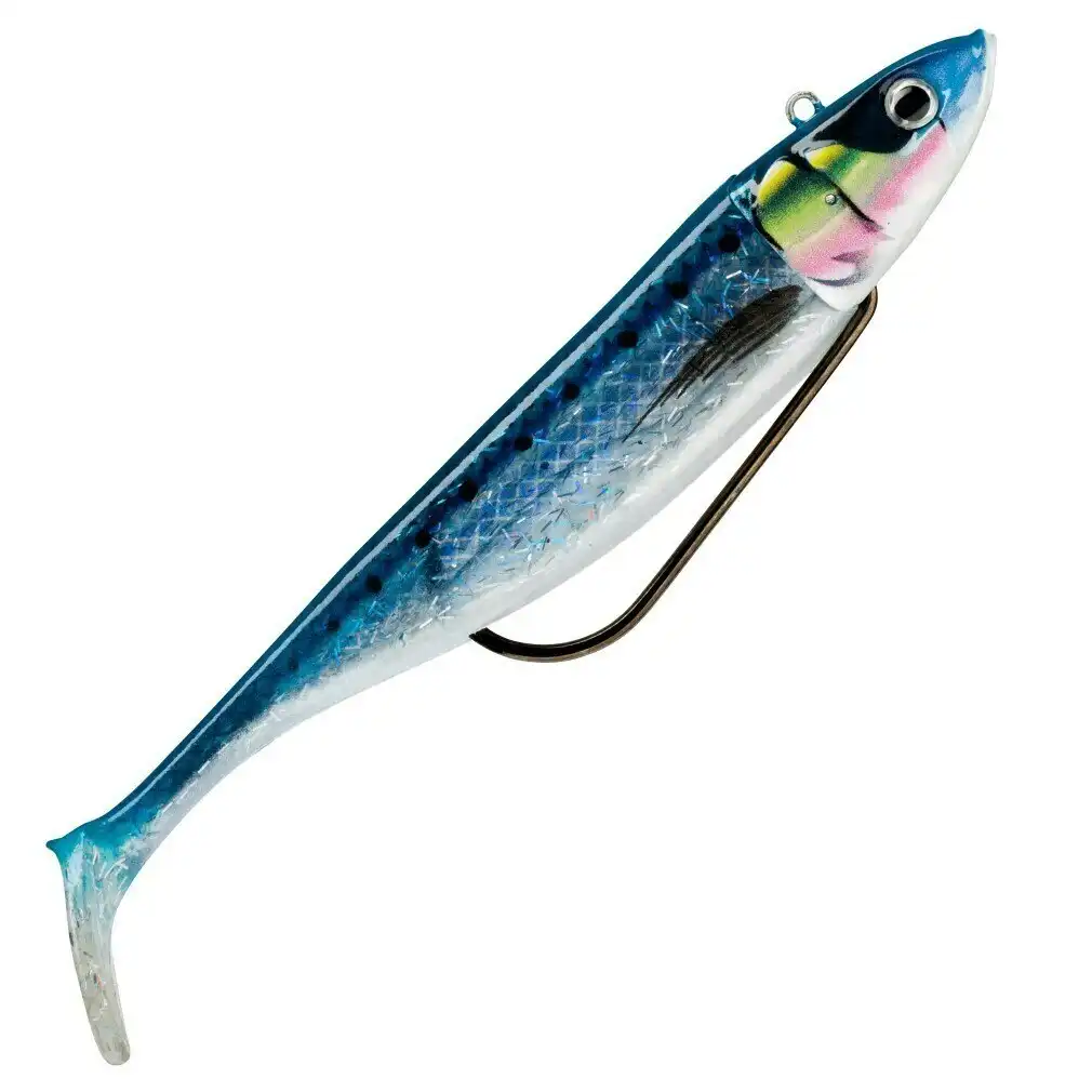 2 Pack of Rigged 14cm Storm Biscay Shad Soft Body Fishing Lures - Sardine