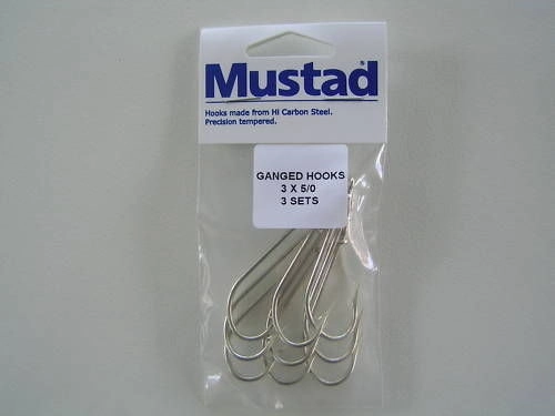 Mustad Pre-Rigged Gang Hooks 5/0 3 Hooks 3 Sets Kirby