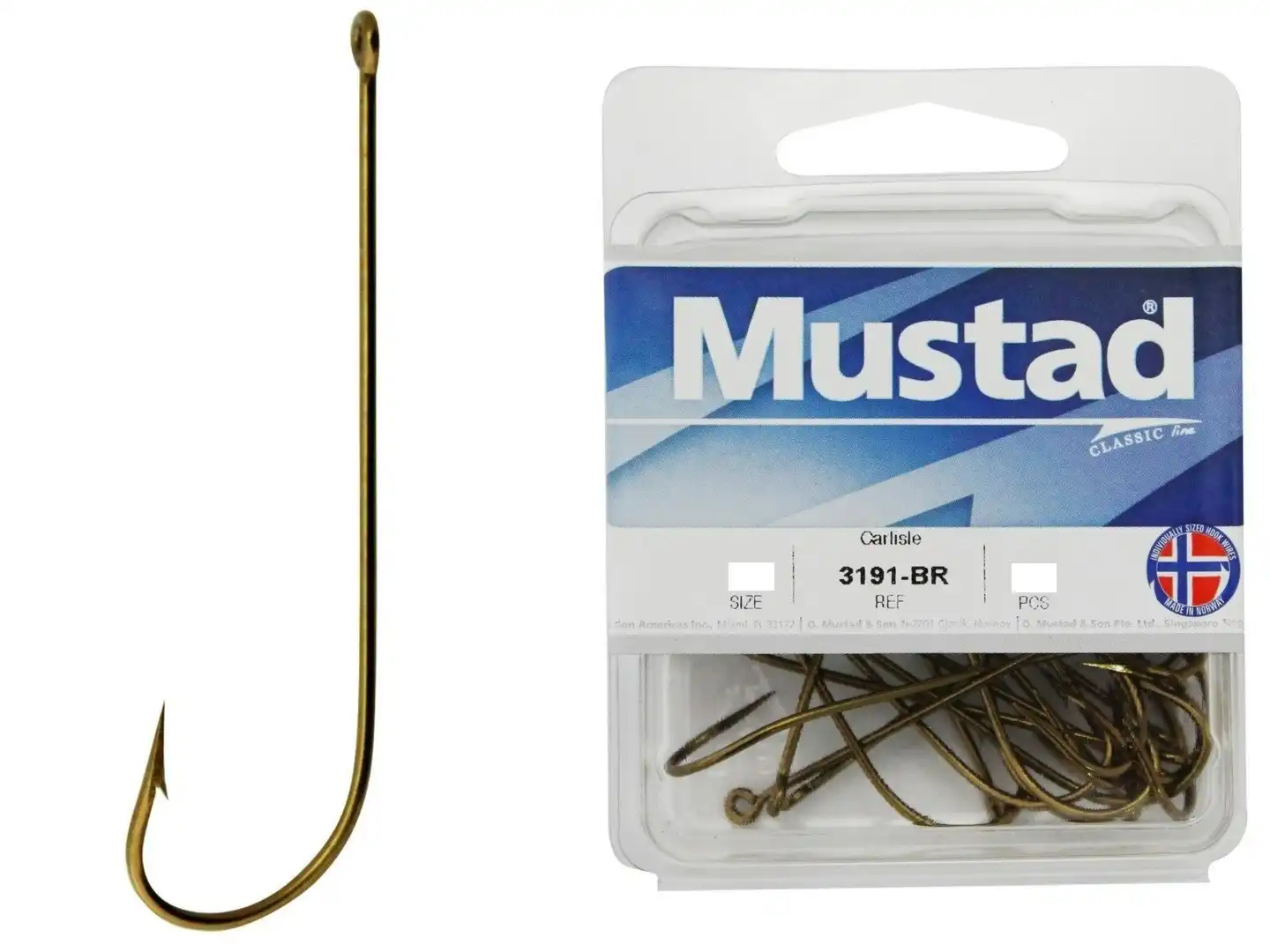 1 Box of Mustad 3191 Bronze Long Shank Carlisle Fishing Hooks