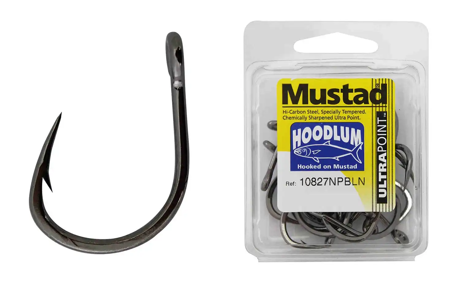 1 Box of Mustad 10827NPBLN Hoodlum Live Bait 4x Strong Fishing Hooks