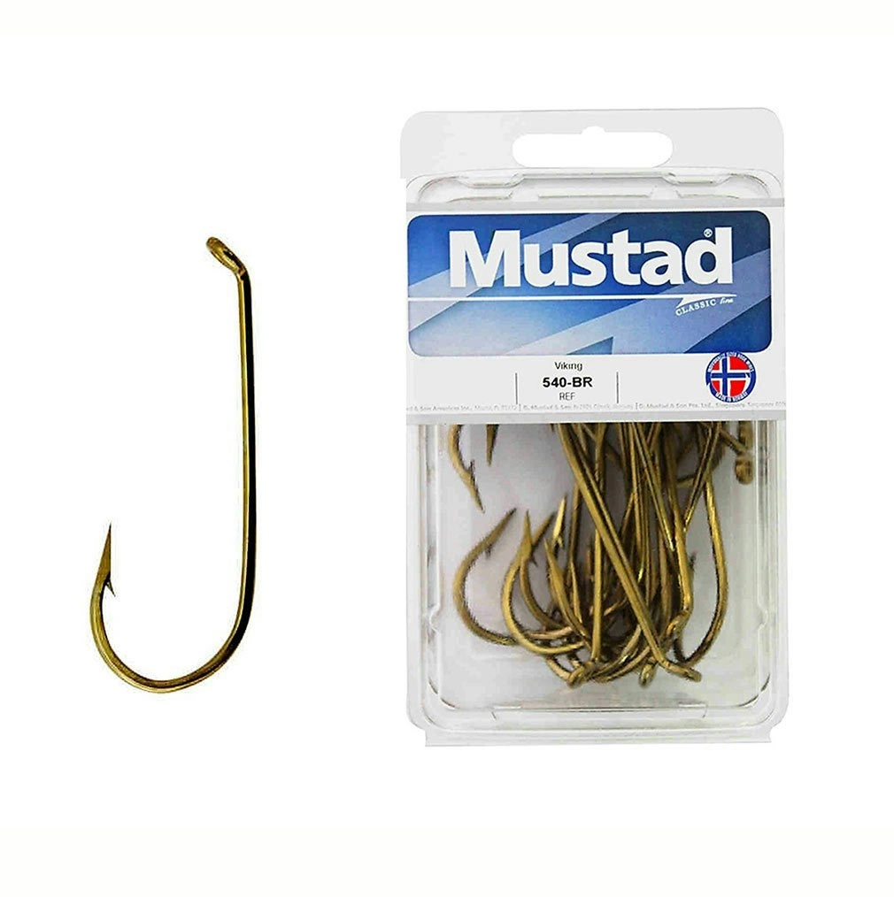 100 x Mustad Bronze 540 French Viking Fishing Hooks