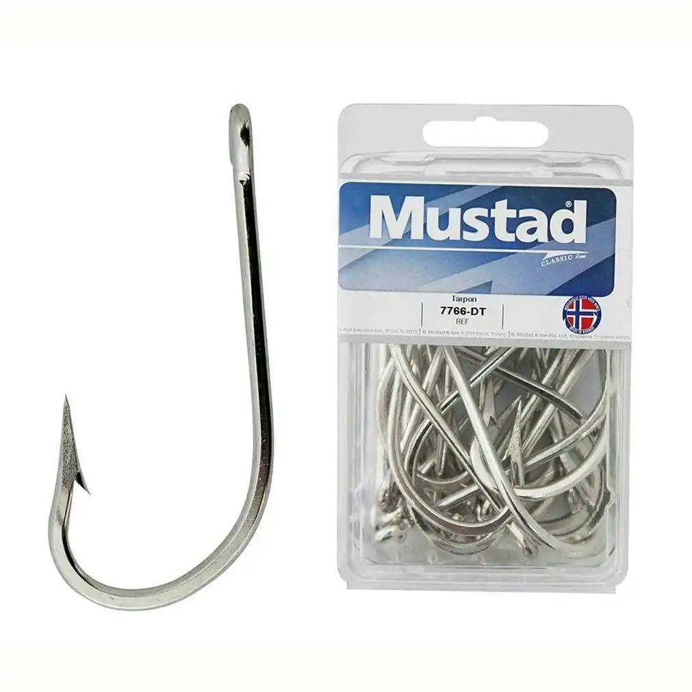 100 x Mustad 7766D Duratin Tarpon Fishing Hooks