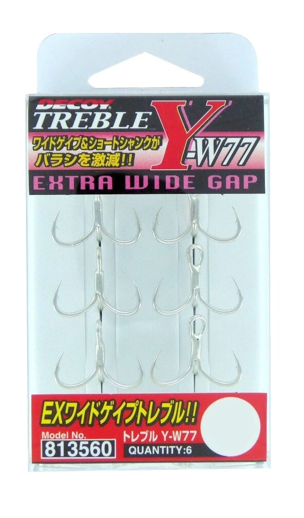 6 Pack of Decoy Y-W77 Extra Wide Gap Treble Fishing Hooks -Japanese Made Trebles