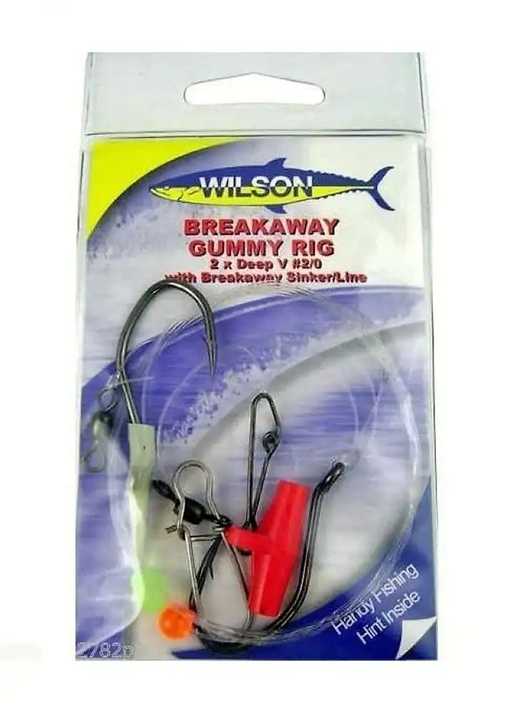 Wilson Breakaway Gummy Rig 2 X 2/0 Deep V - With Breakaway Sinker/Line 60lb