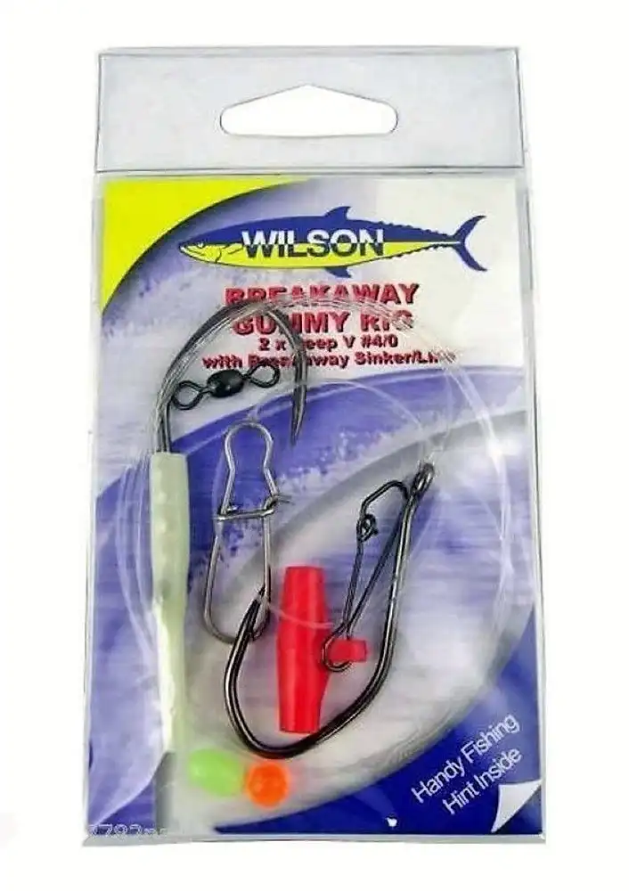 Wilson Breakaway Gummy Rig 2 X 4/0 Deep V - With Breakaway Sinker/Line 60lb