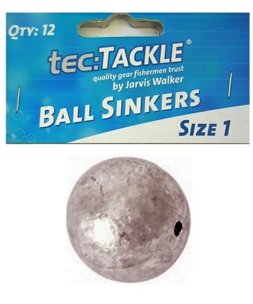 12 x Jarvis Walker 1 Ball Sinkers - Pre Packed 1 Ball Fishing Sinkers