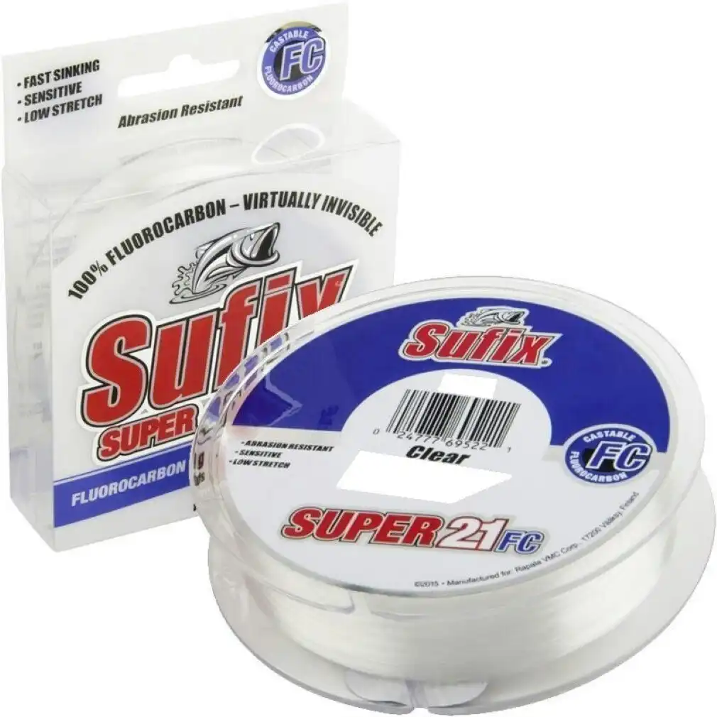 40m Spool of 60lb Sufix Super 21 Fluorocarbon Fishing Leader - 100% Fluorocarbon