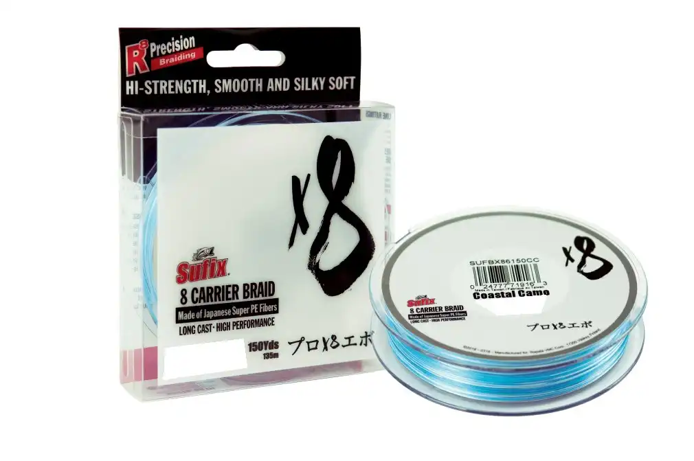 150yd Spool of 50lb Sufix X8 Braided Fishing Line - Coastal Camo 8 Strand Braid